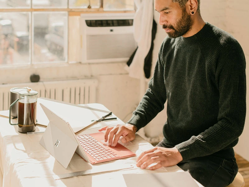 Man working on laptop