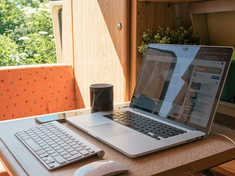 A laptop on a table