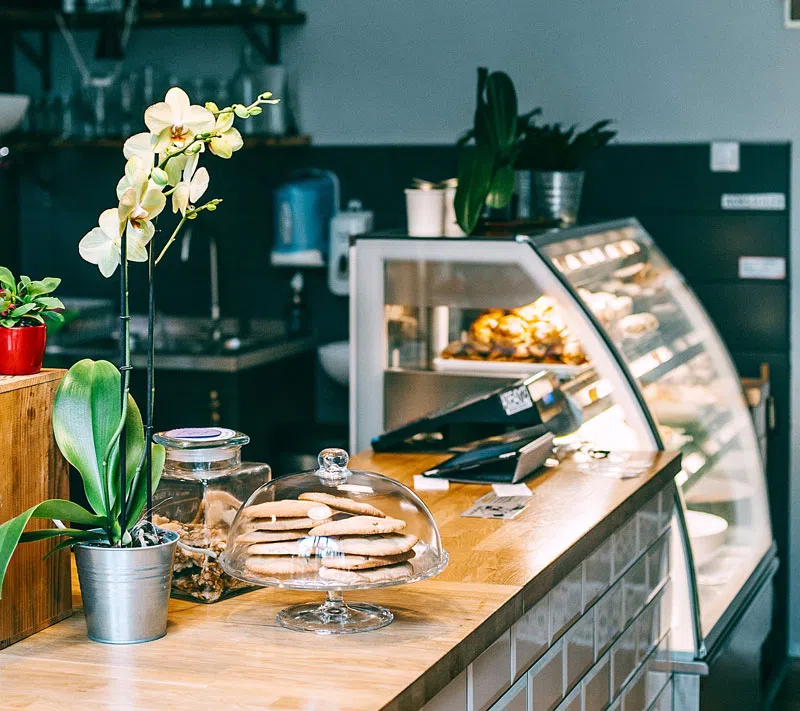 A cafe's counter